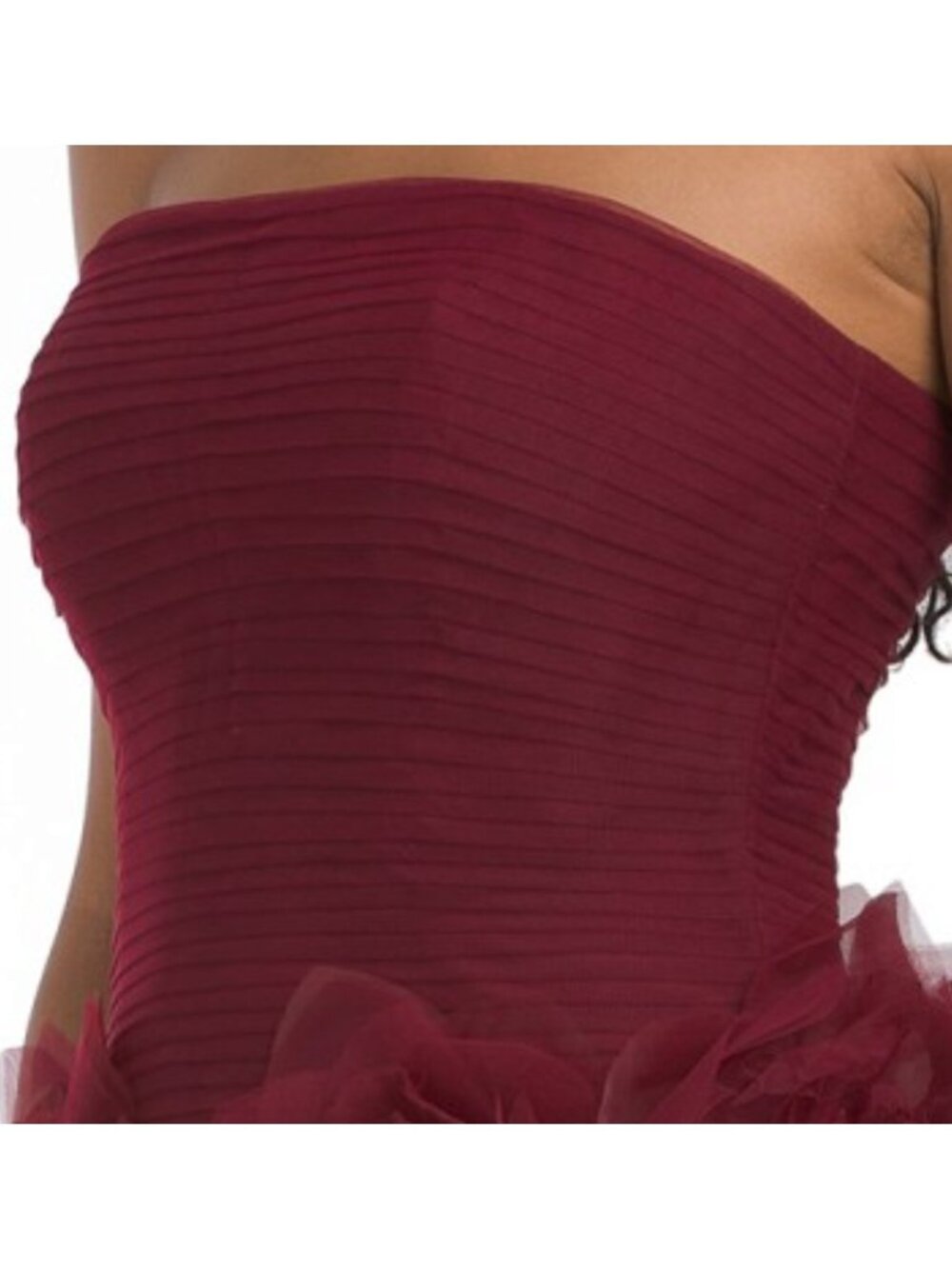 RENE BY RENE RUIZ Strapless Organza 3d Floral Tea Length Dress - Picture 3 of 4
